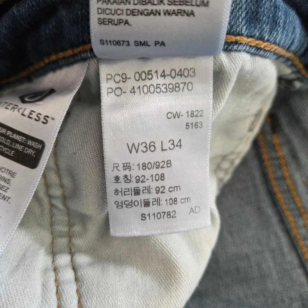 Levi's 514 Straight Fit Jeans Blue Denim‎ Mens 36x34